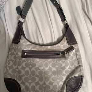 Vintage Coach Gray and Black Signature Shoulder Bag
